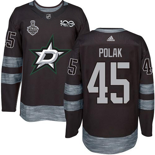 Adidas Men Dallas Stars 45 Roman Polak Black 1917-2017 100th Anniversary 2020 Stanley Cup Final Stitched NHL Jersey